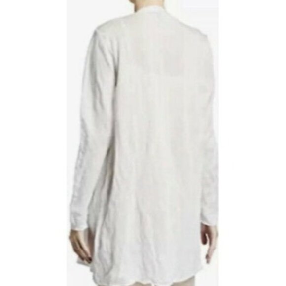 $278 Eileen Fisher TENCEL & METAL LONG CARDIGAN Ivory Size M - Picture 2 of 10